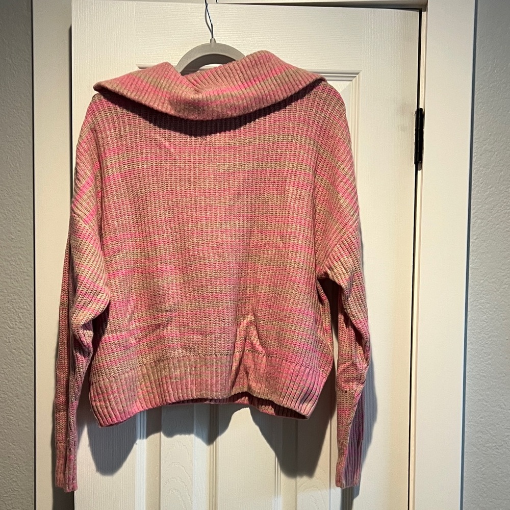 Aerie Pink and Orange Cowl Neck Sweater - Picture 6 of 6